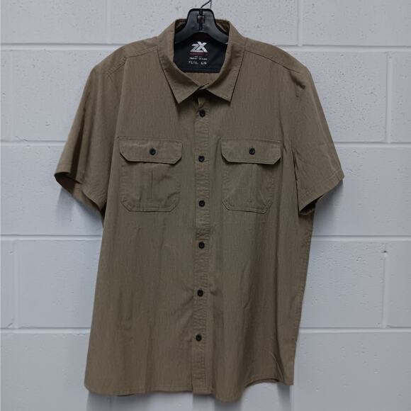 ZeroXposur Trail series men's large tan Button up short sleeve top - Picture 2 of 7